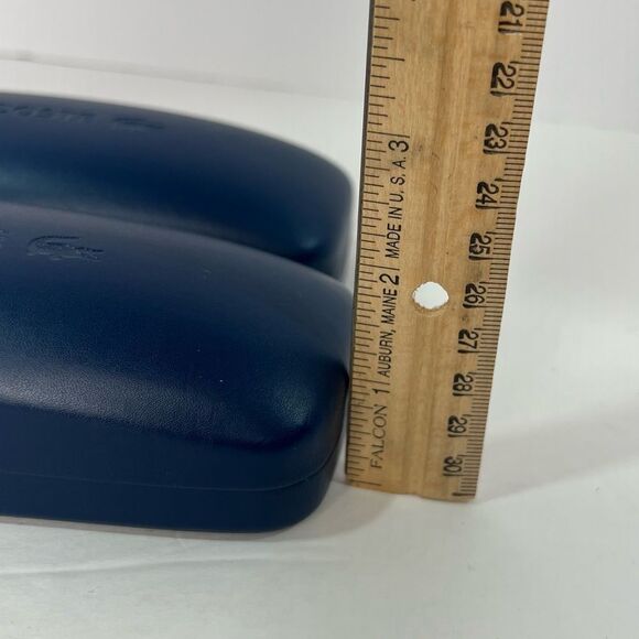 New! Lacoste Hard Case For Eyeglasses Blue Leather Clam Shell Case Bundle of 2 - Picture 7 of 7
